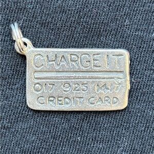 925 Sterling Silver Vintage Credit Card “Charge It” Charm Pendant